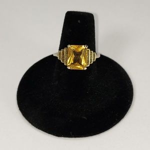 Ring sterling silver Peridot Art Deco style